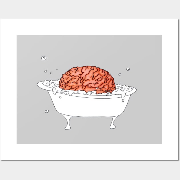 Brain Bath · Brain in a tub taking a bubble bath · simple illustration Wall Art by natashakolton